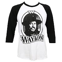 Waylon Jennings Men's '79 Tour Raglan T-Shirt White Black