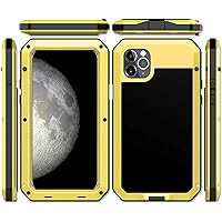 COOVS Case Compatible with iPhone 12 Pro Max, Rugged Tough Armour Metal Shockproof Case Dust Proof Waterproof Military Defender for Outdoor (Color : Yellow)