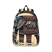 Aztec Elephant Print Canvas Laptop Backpack Outdoor Casual Travel Bag Daypack Book Bag For Men Women