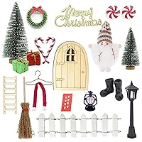 Christmas Miniatures, Dollhouse Christmas Decorations 1 Set 1:12 Scale Simulation Miniature Fairy Door Xmas Themed Cute DIY Dollhouse Furniture, Style 2