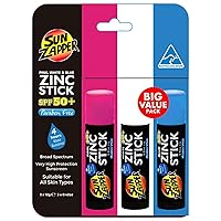 Zinc Oxide Sunscreen - Pink, White & Blue - SPF 50+ Very High Sun Protection Waterproof Sunblock for Face & Body, Adults, Kids, Baby - Travel Stick