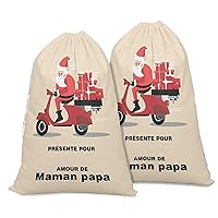 Printtoo Pack of 2 Pcs Xmas Presents Storage Bags Large Santa Gift Sack with Drawstring Christmas Party Favor 27x20 Inch