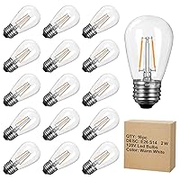 Shatterproof S14 LED Outdoor Light Bulbs, E26 Medium Base, 2W Vintage Edison Bulbs Equal to 11W Incandescent, 2700K Warm White LED Bulbs for Outdoor Patio Garden Vintage String Lights, 16 Pack