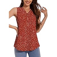 ALIGADUO Womens Summer Loose Fit Camisole Tank Tops V Neck Sleeveless Shirts Casual Blouse Button Up Tunic