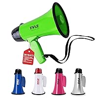 Pyle Portable Megaphone Speaker Siren Bullhorn - Compact and Battery Operated with 20 Watt Power, Microphone, 2 Modes, PA Sound and Foldable Handle for Cheerleading and Police Use - Pyle PMP22GR,Green
