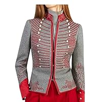 New Vintage Militaria Grey Wool Ladies Red Braiding Jacket XS-4XL
