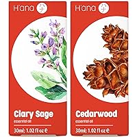Sage Oil for Skin & Cedarwood Oil for Hair Growth Set - 100% Pure Therapeutic Grade Essential Oils Set - 2x1 fl oz - H'ana