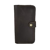 Fully Handmade 100% Soft Bull Leather Stylish Long Wallet With an Outer Clip- Dark Brown