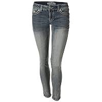 Paisley Sky Women's Low-Rise Skinny Flap Pocket Jeans