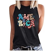America Tank Tops for Women 4th of July Patriotic Shirts Independence Day Tee Funny Letter Print Sleeveless Vest