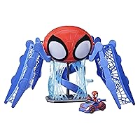 Spidey and His Amazing Friends Marvel Web-Quarters Playset with Lights and Sounds, Includes Spidey Action Figure and Toy Car, for Kids Ages 3 and Up,F1461