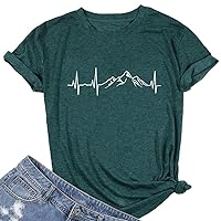Hiking Mountain Tees for Women Summer Outdoor Graphic Tees Casual Short Sleeve Nature Travel Shirt