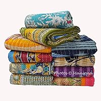 5 Pieces Mix Lot of Indian Tribal Kantha Quilts Vintage Cotton Bed Cover Throw Old Assorted Patches Made Rally