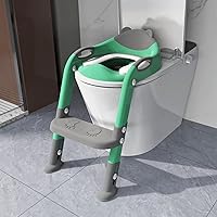 Toilet Potty Training Seat with Step Stool Ladder,SKYROKU Potty Training Toilet for Kids Boys Girls Toddlers-Comfortable Safe Potty Seat with Anti-Slip Pads Ladder (Grey Green)