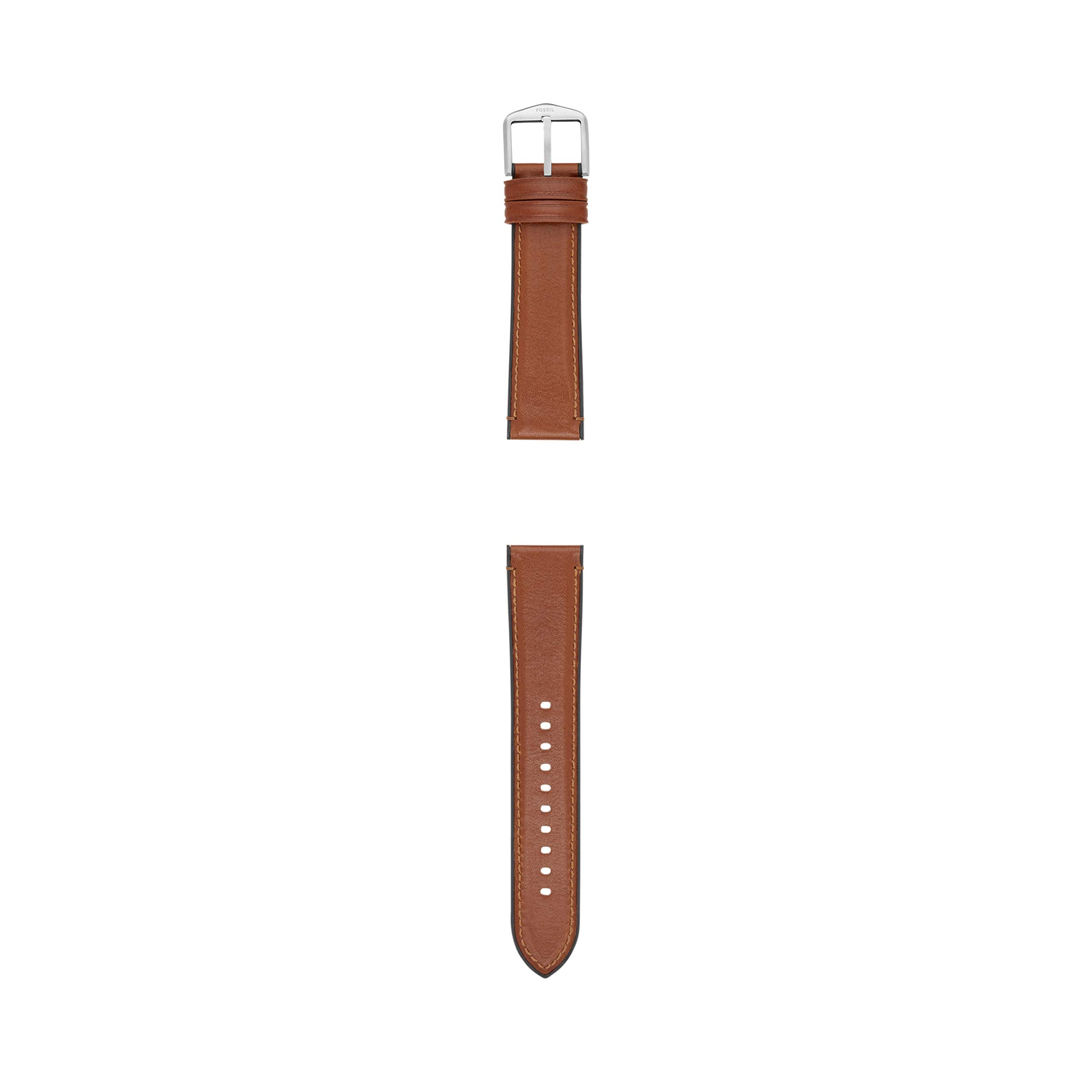 Fossil All-Gender 22mm Leather/Silicone Interchangeable Watch Band Strap, Color: Light Brown (Model: S221300)