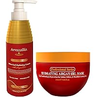Arvazallia Ultra Curl Defining Cream with Argan Oil and Hydrating Argan Oil Hair Mask Bundle - The Ultimate Curl Care Combo for Revitalizing and Styling Wavy and Curly Hair