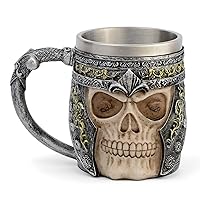 CHICVITA Viking Stainless Steel Skull Coffee Mug Viking Skull Beer Mugs Gift for Men Father's Day Gifts
