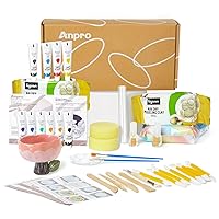 Anpro Home Air Drying Clay Pottery Kit for Beginners, DIY Clay Play Set for Adults, with Tools, Paints, Brushes, Instructions and Gloss Varnish