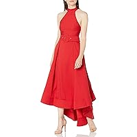 Women's Confirmative Halter High Low Fit and Flare Party Dress