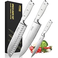 3PCS Professional Chef Knife Set, Ultra Sharp Japanese Kitchen Knife, German High Carbon Stainless Steel 8 inch chef's knives 7 inch Santoku Knife 5 inch Utility Knife with Gift Box