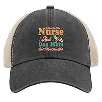 I Have Two Titles Nurse and Dog Mom and I Rock Them Both Trucker Hat Woman Hat AllBlack Mens Hats and Caps Gifts for Daughter Golf Hat