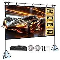 Projector Screen and Stand, HYZ 120 inch Rear Front Portable Projection Screen, 4K HD Foldable Outdoor Projector Screen with 160° Viewing Angle, Carry Bag for Home Theater, Office, Backyard (120 inch)