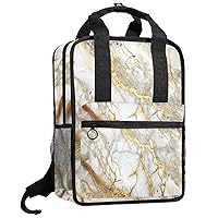 Travel Backpack for Women,Backpack for Men,Classic White Gold Marble,Backpack