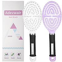 Hair Brush-2 Pack Curved Vented Hairbrush for Faster Blow Drying No Pulling Detangling Paddle Brushes for Women, Men Wet Dry Curly Thick Hair