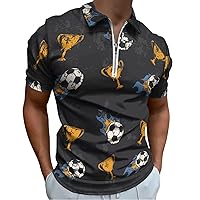 Scooer Football on Fire Mens Polo Shirts Quick Dry Short Sleeve Workout T Shirt Tee Top