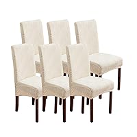 Dining Chair Covers, Chair Covers for Dining Room Stretch Chair Covers Parsons Chair Slipcover, for Dining Room Kitchen Chair Protector Cover, Removable, Washable (Beige, 6 Pack)