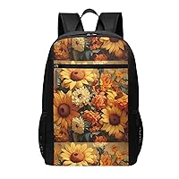 Spring Sunflowers Retro Flowers Print Simple Sports Backpack, Unisex Lightweight Casual Backpack, 17 Inches