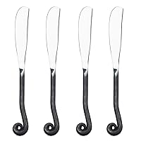 Gourmet Settings 4-Piece Spreader Knife Set-Treble Clef Collection-Polished/Matte Cheese and Butter Spreading Knives