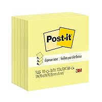 Post-it Dispenser Pop-up Notes, 3x3 in, 5 Pads, Canary Yellow, Clean Removal, Recyclable