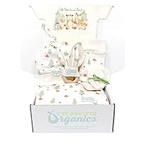Gender Neutral Gift Set, Organic Baby Clothes, Woodland Animals, Baby Care Package, Newborn Clothing (0-3M Long Sleeve Natural)