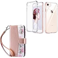 ULAK iPhone 8 Wallet Case, iPhone SE 2020 Clear Case, iPhone 7 Flip Wallet Case, Hybrid TPU Shockproof Protective Cover for iPhone 7/8/Phone SE 2nd Generation 4.7 inch