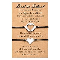 First Day of School Bracelets for Mom and Daughter Back to school Gifts Mommy and Me Mother and Daughter Bracelets Matching Heart Wish Bracelets (Colorful)