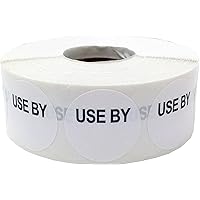 White Circle with Black Use by Writable Stickers, 1 Inch Round, 500 Labels on a Roll