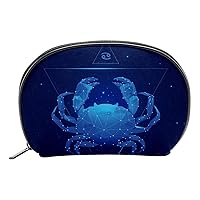 Makeup Bag Blue Ocean Crab Cosmetic Pouch Purse Organizer Travel Toiletry Organizer Bag For Women Girl Medium Size 7.5x2.2x5in