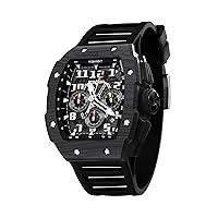 WISHDOIT GT Chronograph Watch Men's Luxury Tonneau Watch Calendar Date Luminous Waterproof Replica Watch for Men FKM Rubber Band Sport Dress Casual Watch