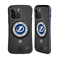 Head Case Designs Officially Licensed NHL Puck Texture Tampa Bay Lightning Hybrid Case Compatible with Apple iPhone 15 Pro Max