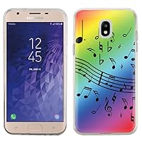 for Samsung Galaxy J3 Orbit Case, OneToughShield ® TPU Gel Protective Slim-Fit Phone Case - Music Notes/Rainbow