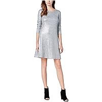 Womens Silver Metallic Shift Dress