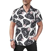 Black Labrador Mens Short Sleeve Shirts Button Down Cuban Shirt Fashion Hawaiian Beach Shirts Tee Top