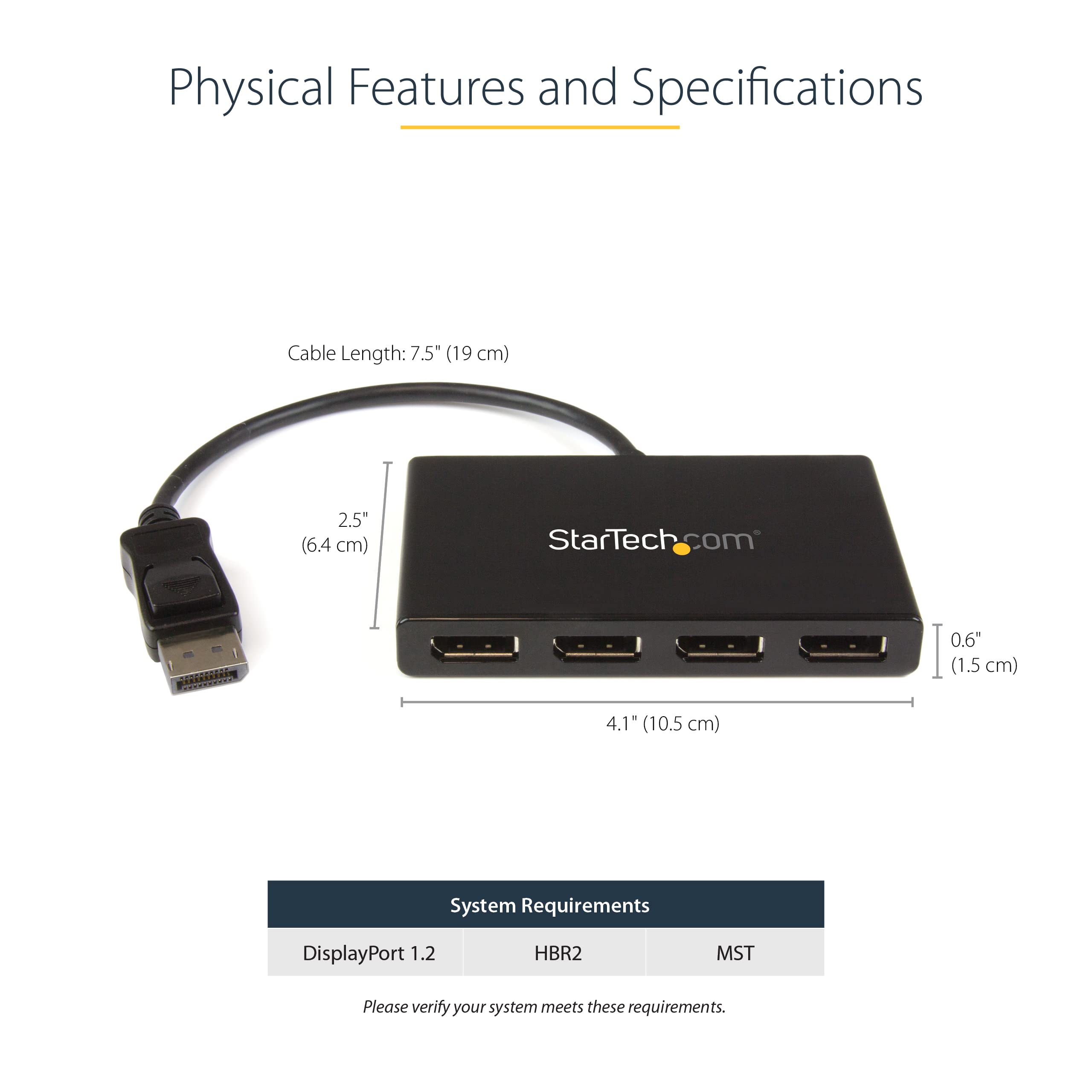 StarTech.com 4-Port DisplayPort 1.2 Splitter, DisplayPort to 4x DP Multi-Monitor Adapter, Quad 1080p 60Hz Computer MST Hub, Windows Only, No Drivers (MSTDP124DP)