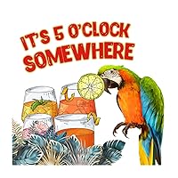 It's Five O'clock Somewhere School Wall Art Wall Sticker Tiki Bar Pool Hot Tub Luau Peel and Stick Home Decals for Dorm Bumper Bottles Mirrors Vinyl 18in
