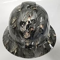 Customized Pyramex Full Brim Hard hat Custom Hydro Dipped in Ripping Out Skull Faces Killer HAT with Ratcheting Suspension