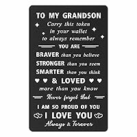 Grandson Wallet Card - I Am So Proud of You, I Love You Grandson Gifts from Grandma - Grandson Birthday Card, Graduation Gifts for Boys