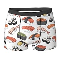 Sushi Print Men's Boxer Briefs Underwear Trunks Stretch Athletic Underwear for Moisture Wicking