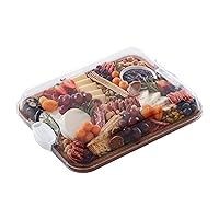 Farberware Build-A-Board Acacia Cutting Board with Built-in Compartments and Clear Locking Lid with White Handles, Perfect for Charcuterie, Snacks, and More - Make it. Take it. Enjoy it, 11x14 Inches