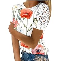 Womens Short Sleeve Lace Tops Dressy Casual Tops Summer Going Out Tops Plus Size Trendy Tops Floral Tops for 2024